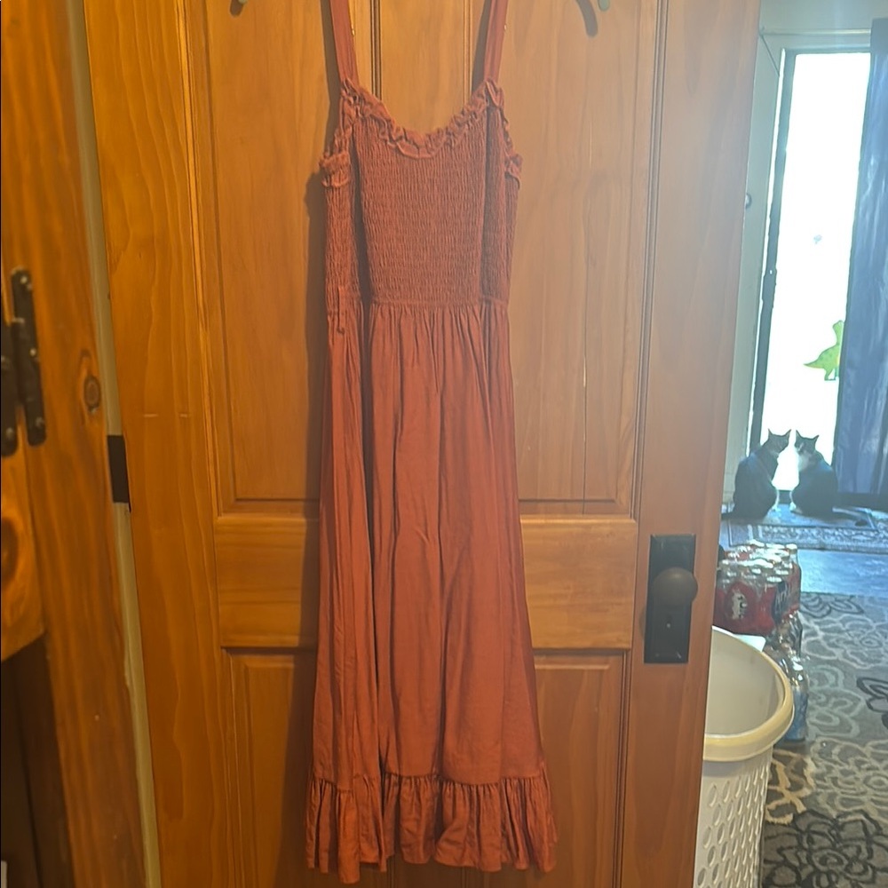 Bluivy Brown Spaghetti Strap Sundress Maxi